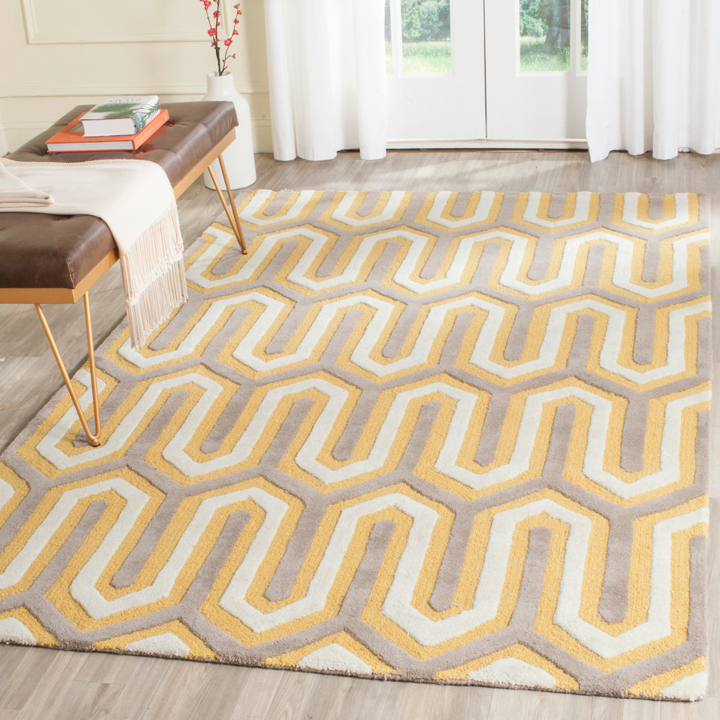 Contemporary Area Rug, CAM351Q, 90 X 150 cm in Gold / Grey