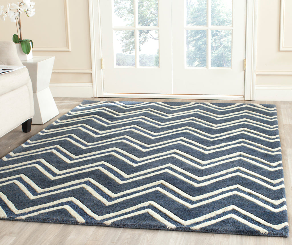 Contemporary Area Rug, CAM581C, 120 X 180 cm in Navy / Ivory