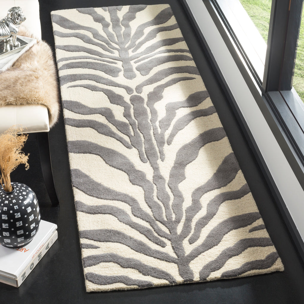 Contemporary Runner Rug, CAM709A, 62 X 240 cm in Ivory / Dark Grey