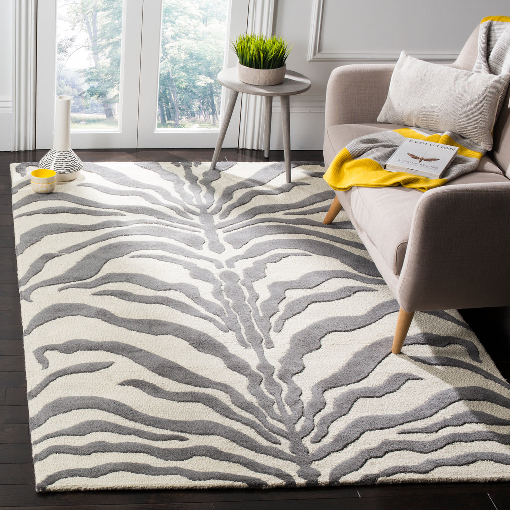 Contemporary Area Rug, CAM709A, 90 X 150 cm in Ivory / Dark Grey