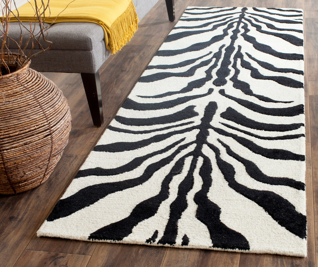 Contemporary Runner Rug, CAM709Q, 62 X 240 cm in Ivory / Black