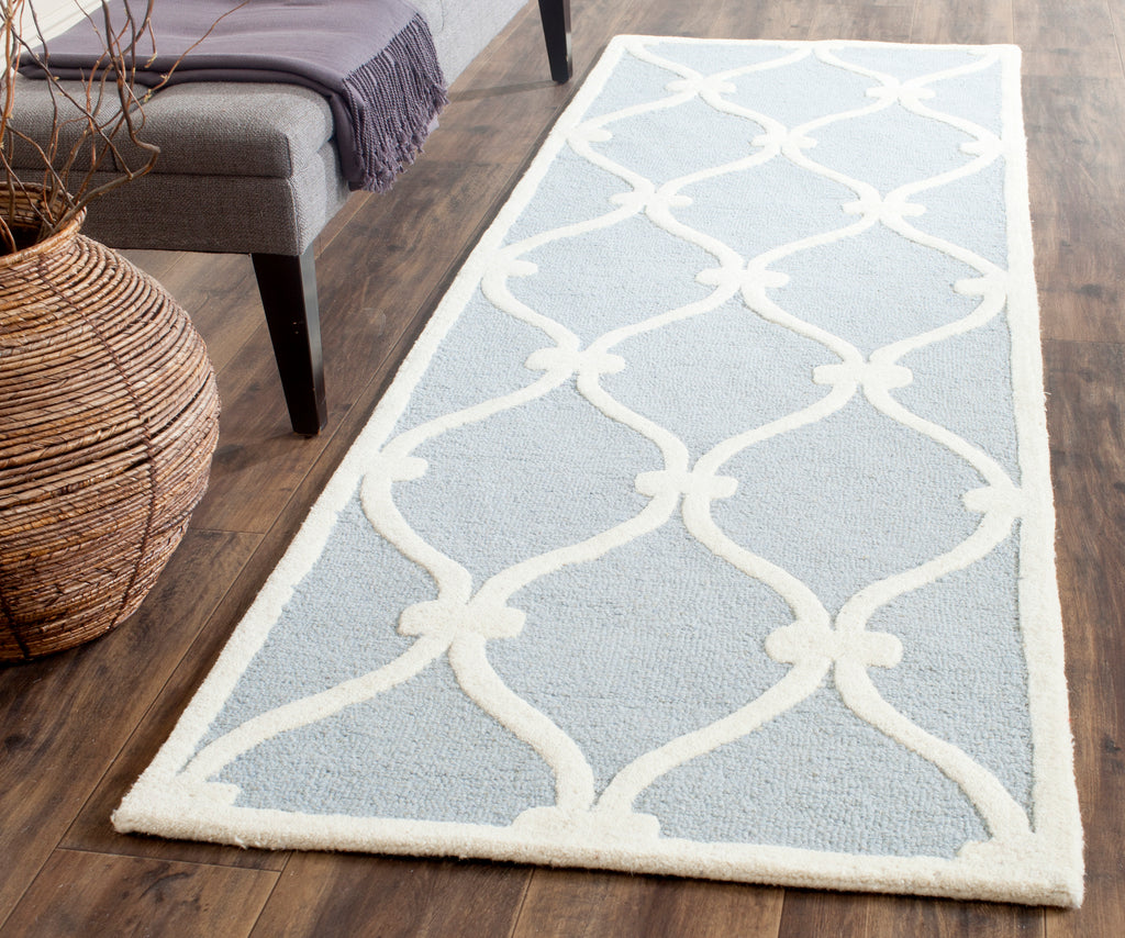 Contemporary Runner Rug, CAM710B, 62 X 240 cm in Blue / Ivory