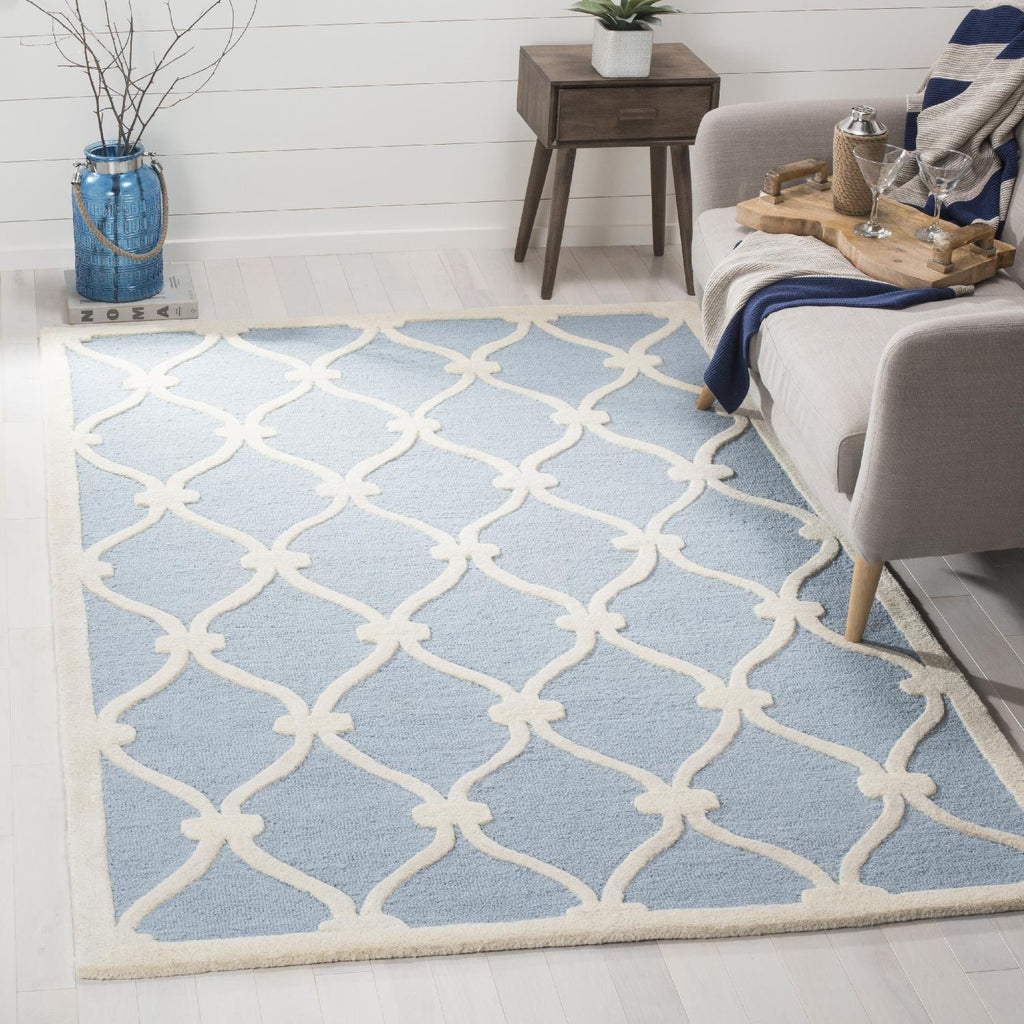 Contemporary Area Rug, CAM710B, 90 X 150 cm in Blue / Ivory