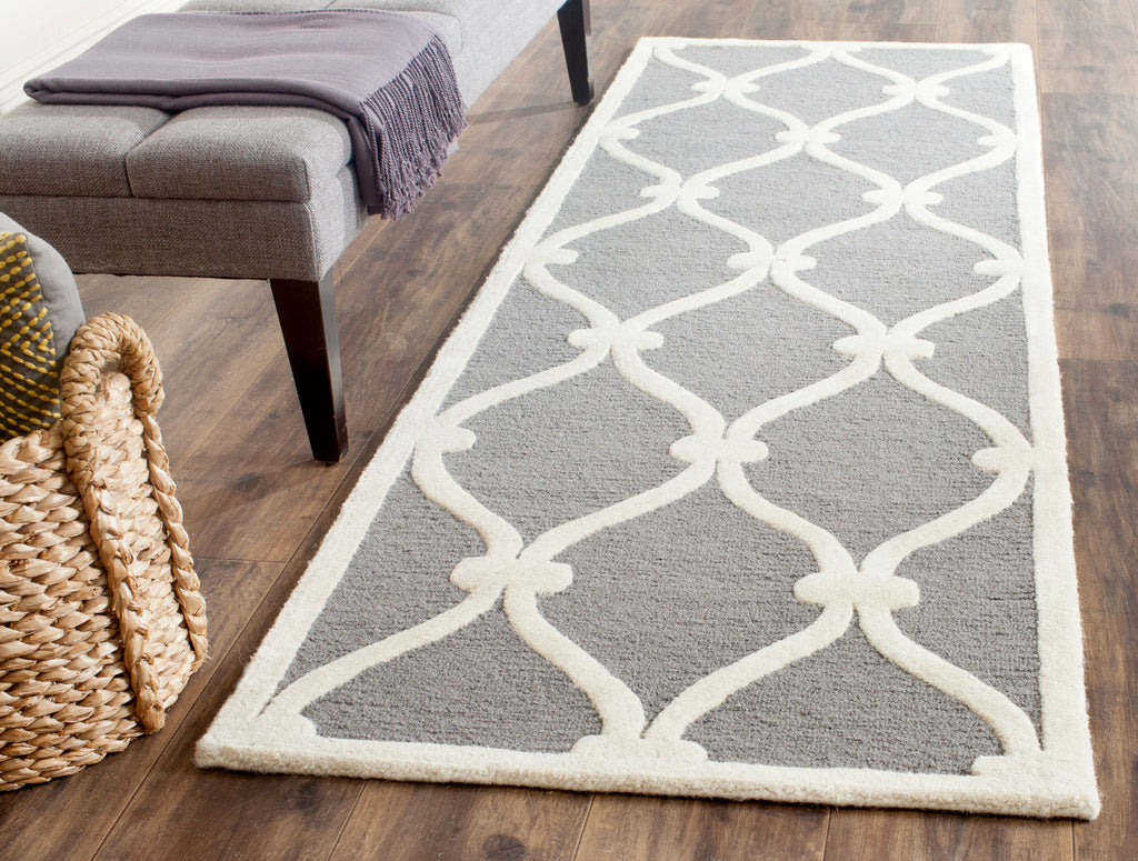 Contemporary Runner Rug, CAM710D, 62 X 240 cm in Dark Grey / Ivory