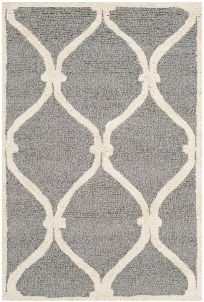 Contemporary Area Rug, CAM710D, 90 X 150 cm in Dark Grey / Ivory