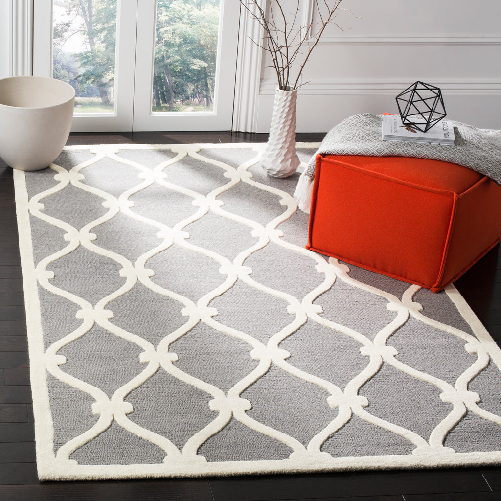 Contemporary Area Rug, CAM710D, 90 X 150 cm in Dark Grey / Ivory