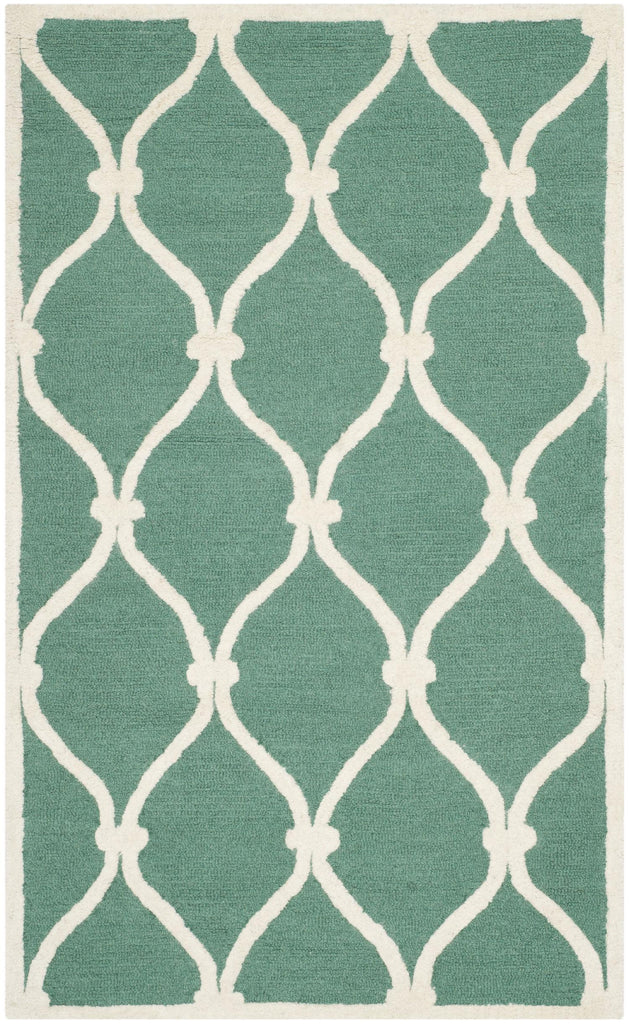 Contemporary Area Rug, CAM710T, 90 X 150 cm in Teal / Ivory