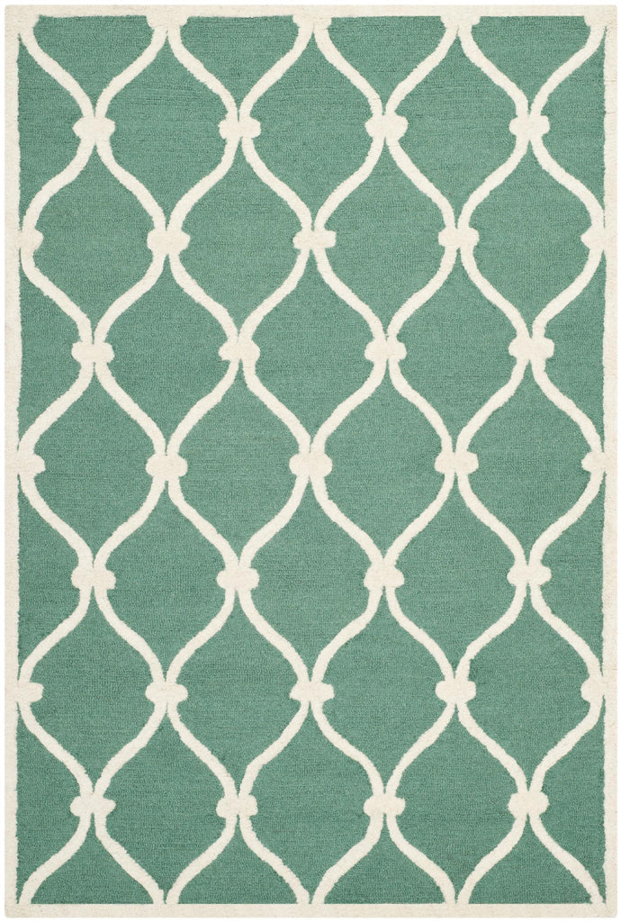 Contemporary Area Rug, CAM710T, 120 X 180 cm in Teal / Ivory