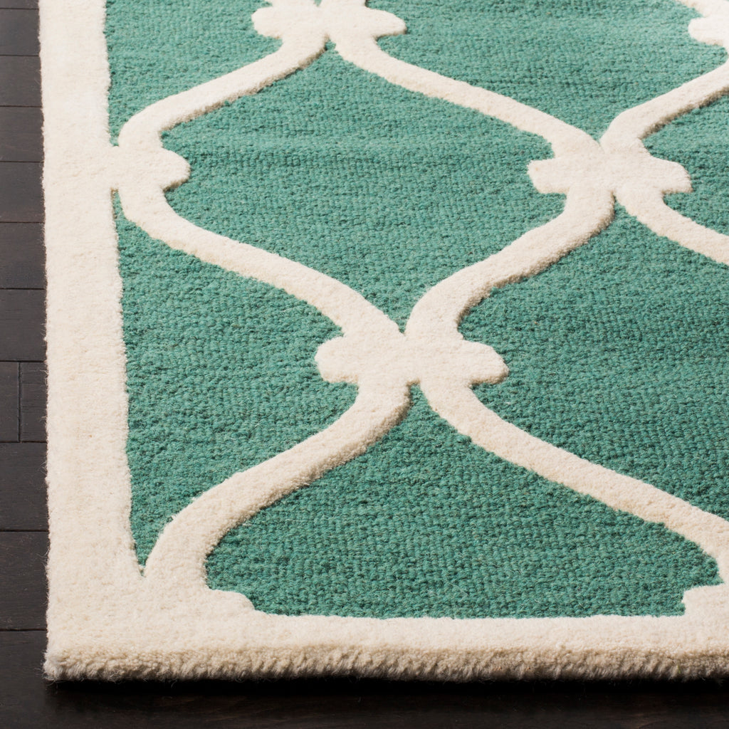 Contemporary Area Rug, CAM710T, 90 X 150 cm in Teal / Ivory