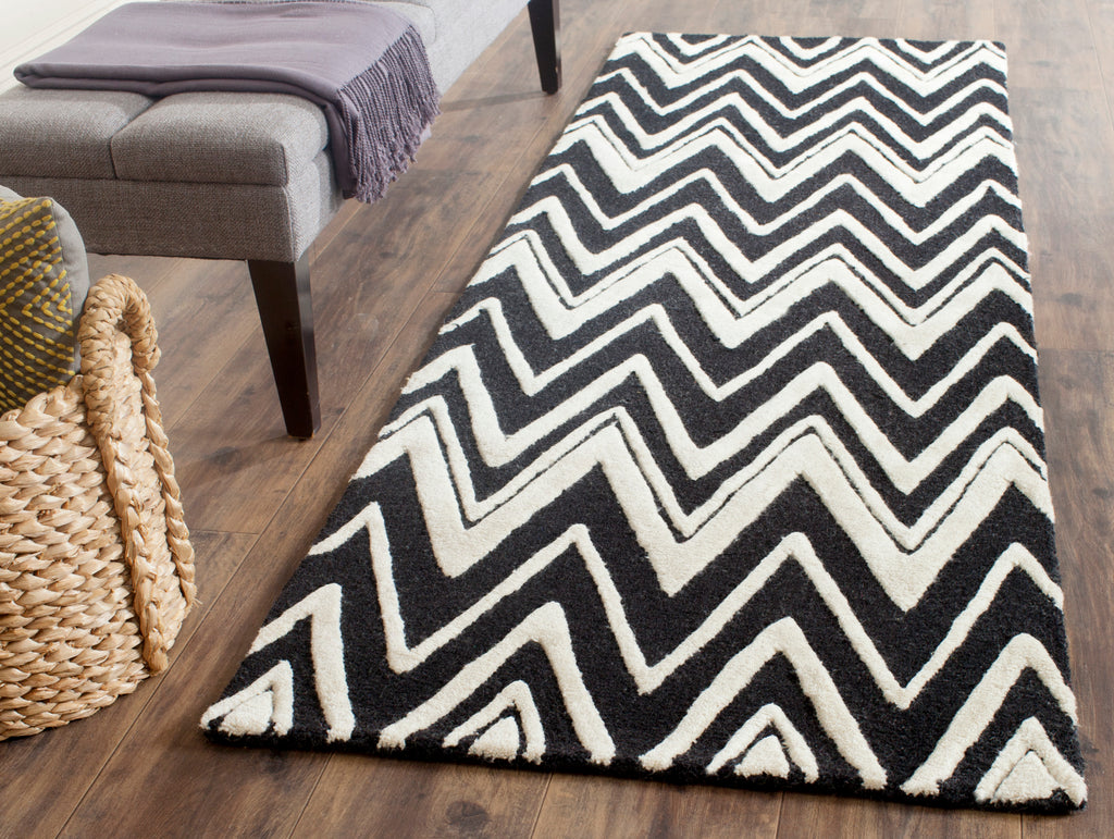 Contemporary Runner Rug, CAM711K, 62 X 240 cm in Black / Ivory