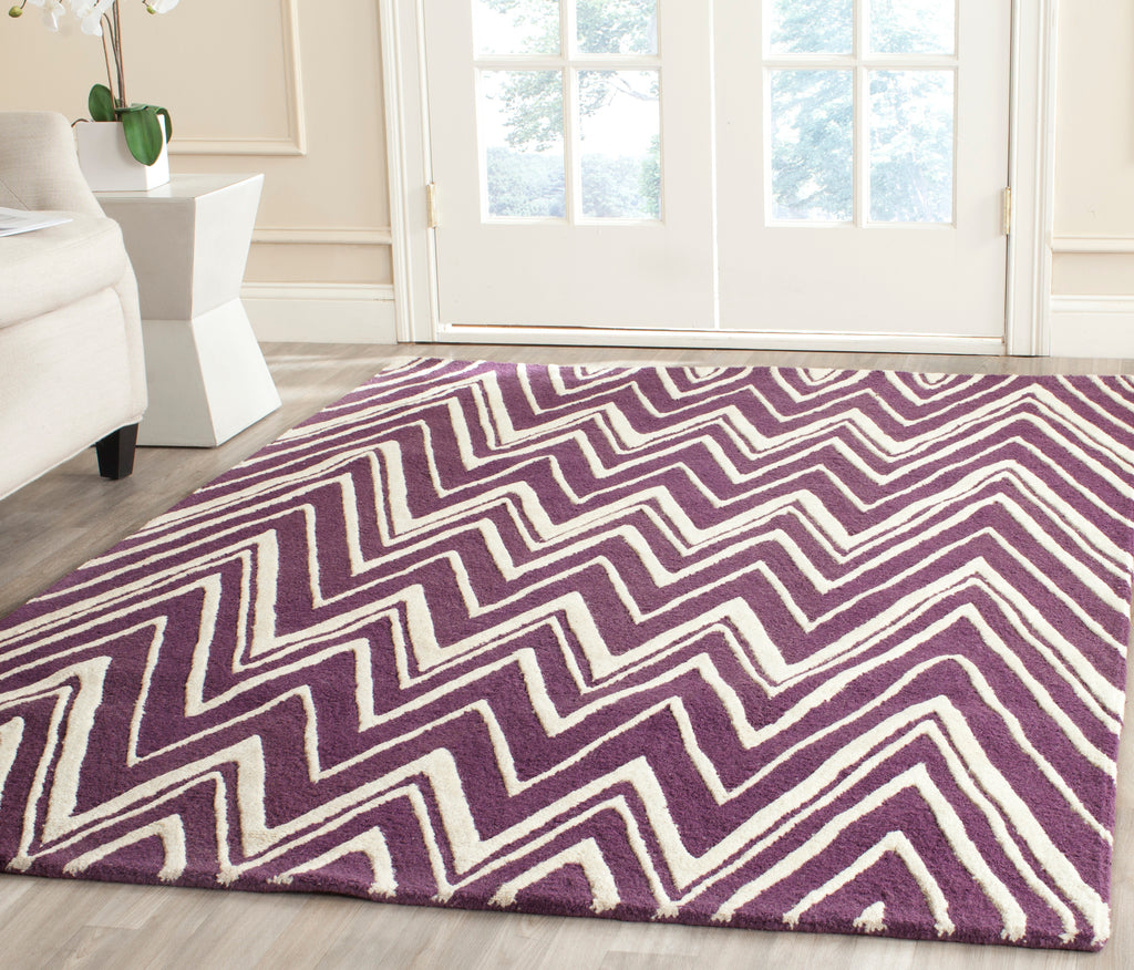 Contemporary Area Rug, CAM711P, 120 X 180 cm in Purple / Ivory