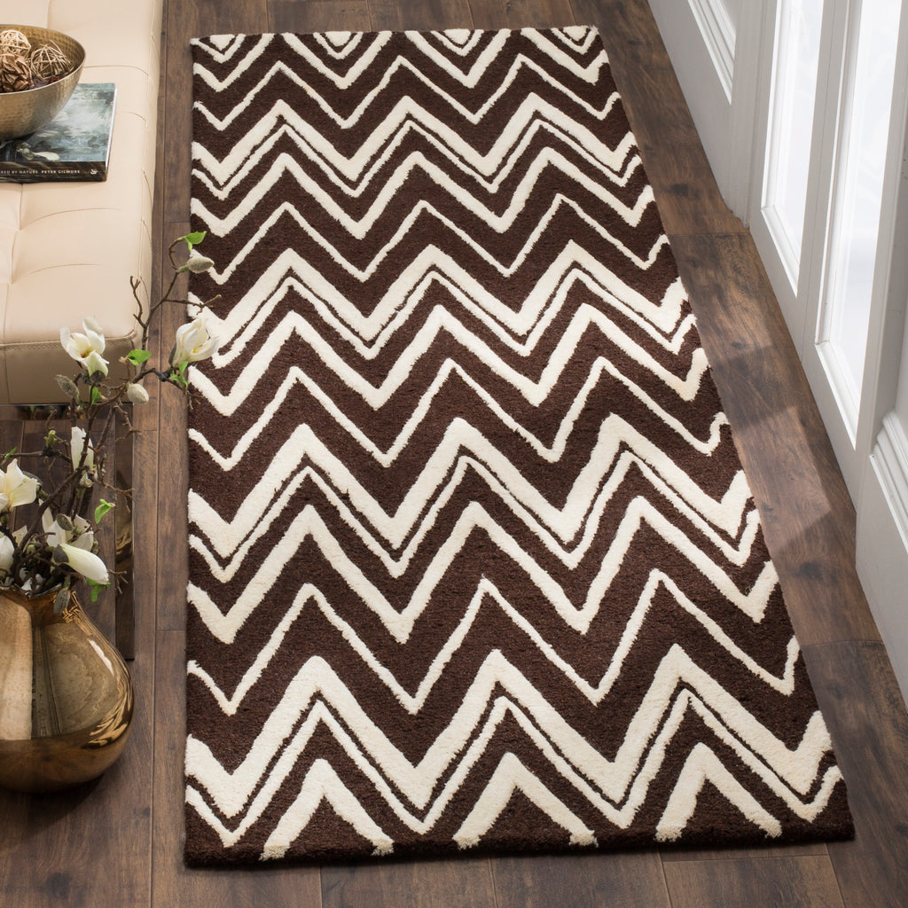 Contemporary Runner Rug, CAM711R, 62 X 240 cm in Brown / Ivory