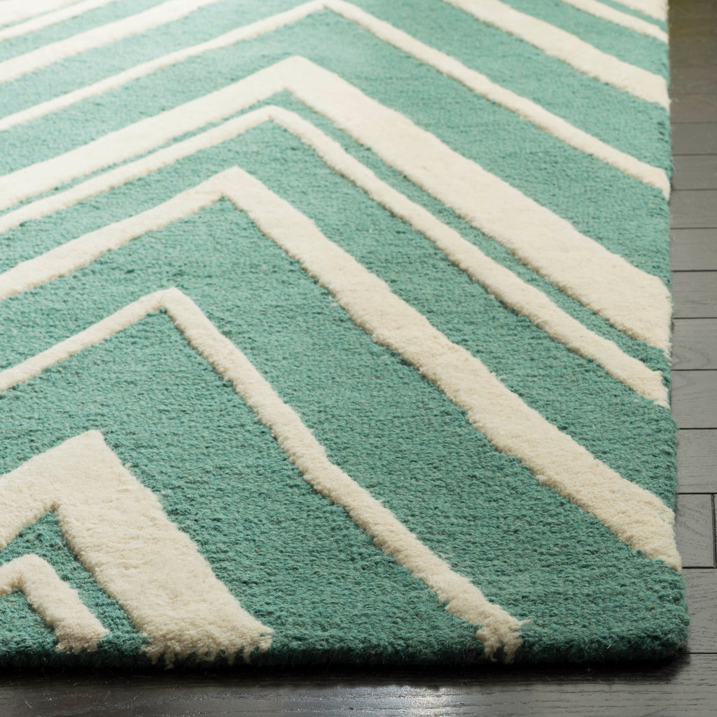 Contemporary Area Rug, CAM711T, 90 X 150 cm in Teal / Ivory