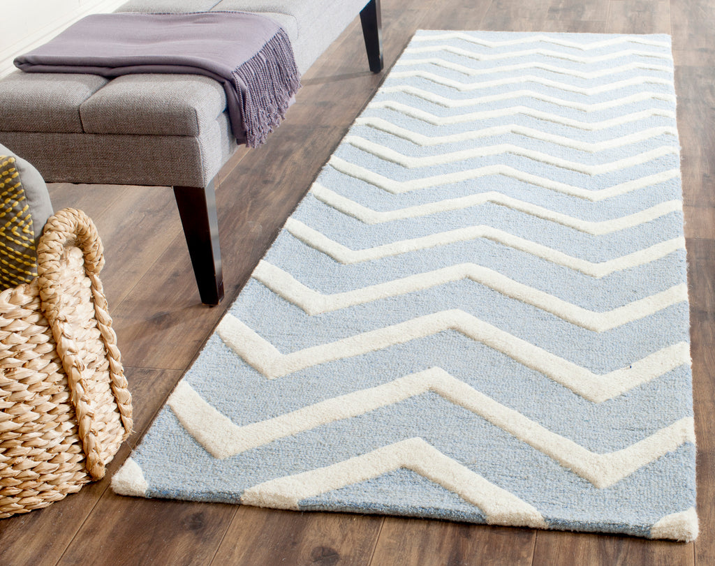 Contemporary Runner Rug, CAM714B, 62 X 240 cm in Blue / Ivory