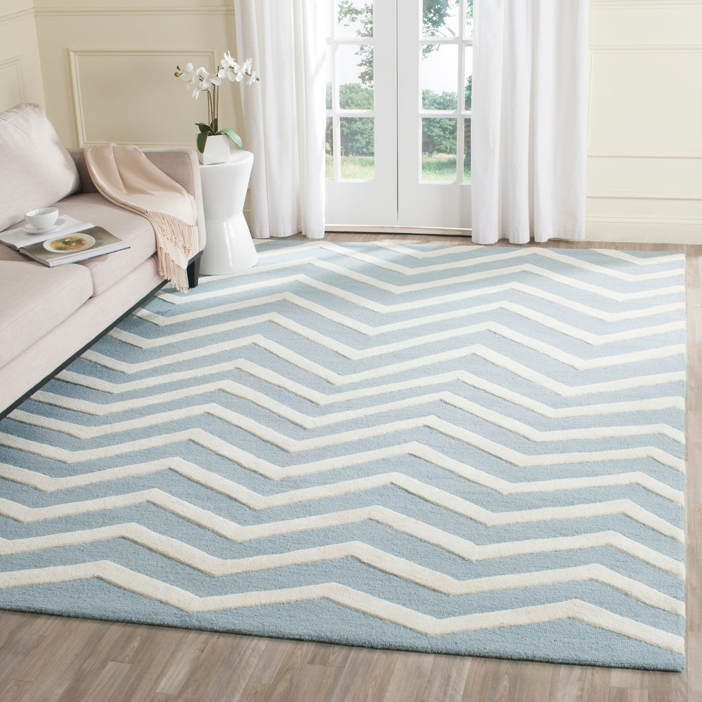 Contemporary Area Rug, CAM714B, 90 X 150 cm in Blue / Ivory