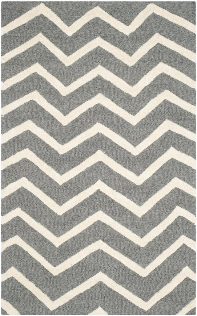 Contemporary Area Rug, CAM714D, 90 X 150 cm in Dark Grey / Ivory