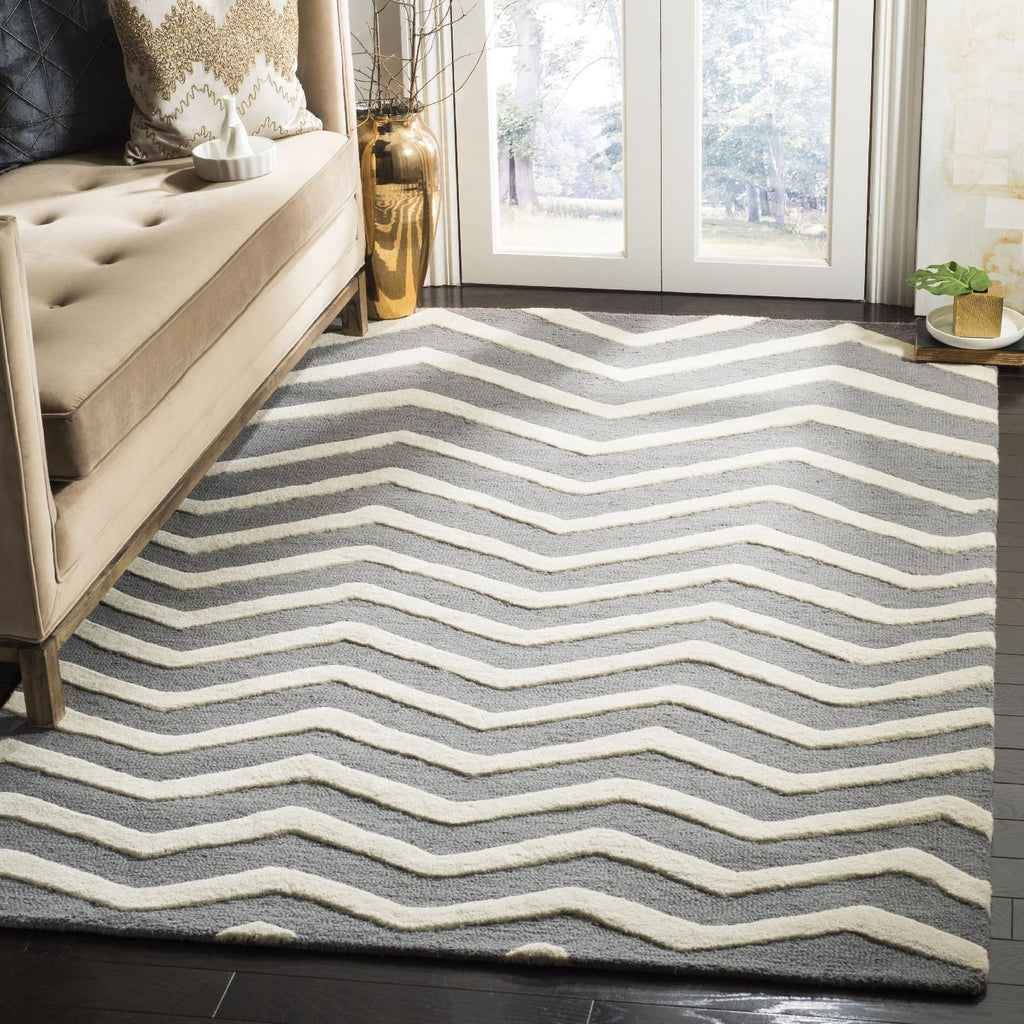 Contemporary Area Rug, CAM714D, 120 X 180 cm in Dark Grey / Ivory