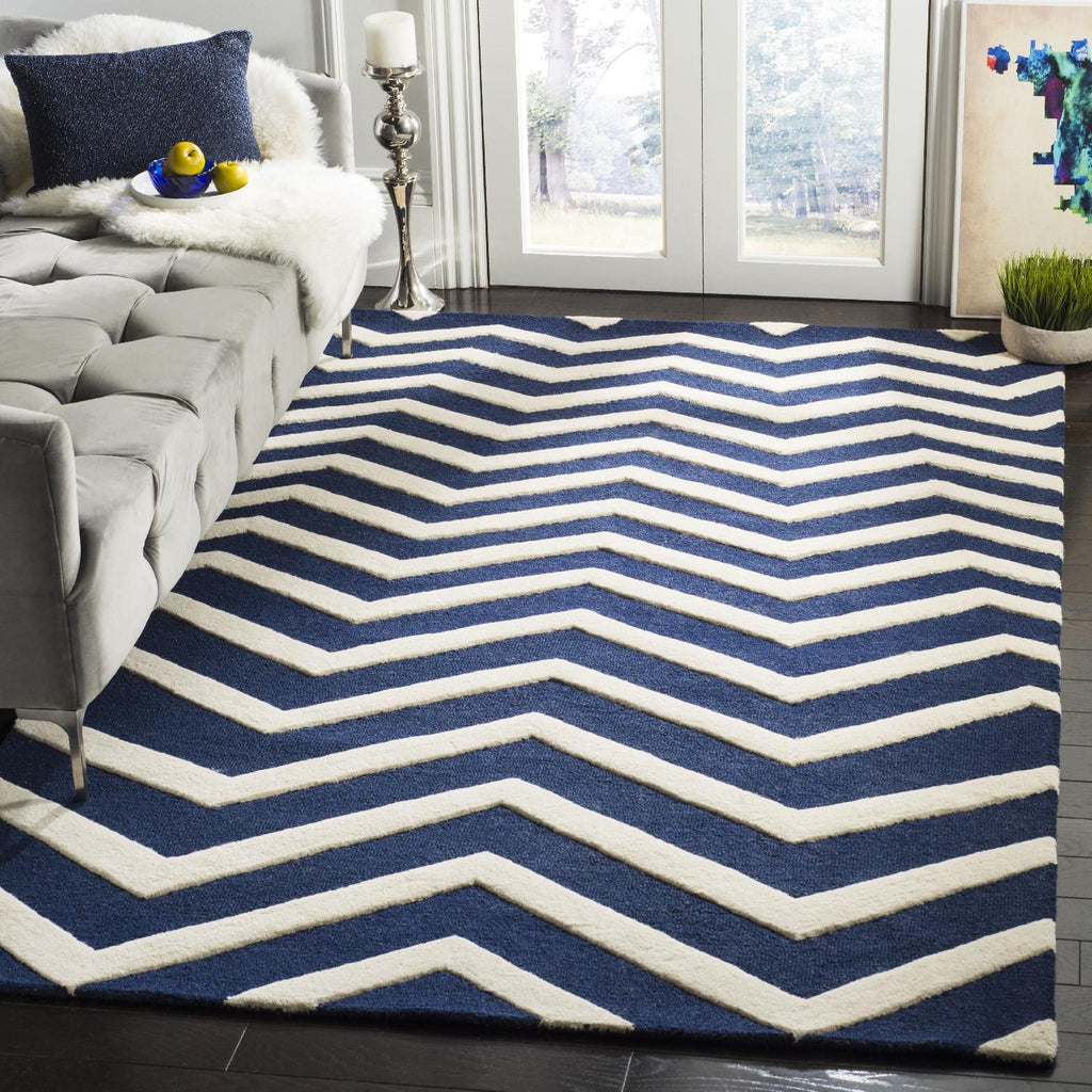 Contemporary Area Rug, CAM714M, 90 X 150 cm in Navy / Ivory