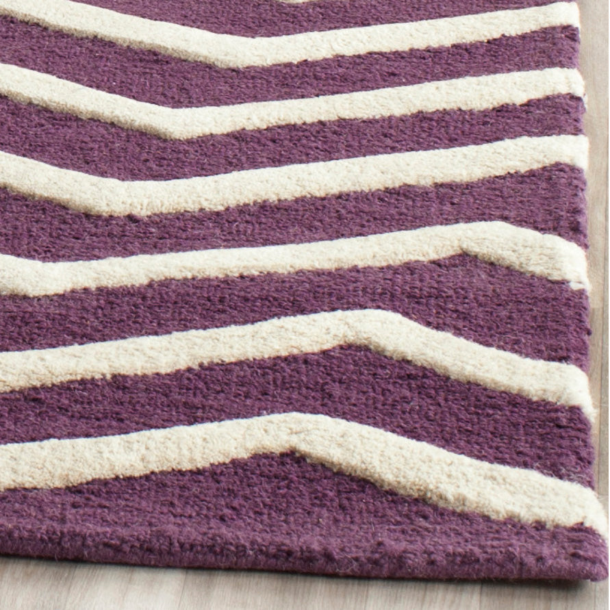 Contemporary Area Rug, CAM714P, 160 X 230 cm in Purple / Ivory