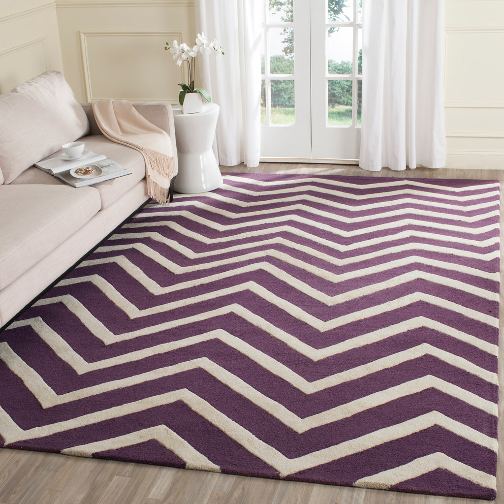 Contemporary Area Rug, CAM714P, 90 X 150 cm in Purple / Ivory