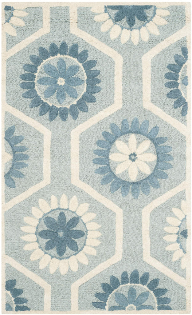 Contemporary Area Rug, CAM715B, 90 X 150 cm in Blue / Ivory