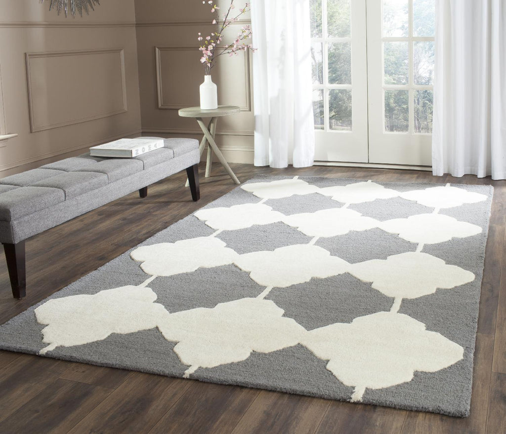 Contemporary Area Rug, CAM719D, 120 X 180 cm in Dark Grey / Ivory