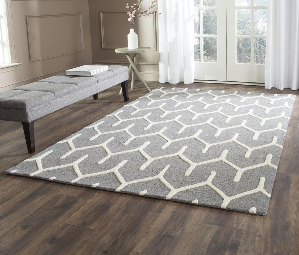 Contemporary Area Rug, CAM720D, 120 X 180 cm in Dark Grey / Ivory