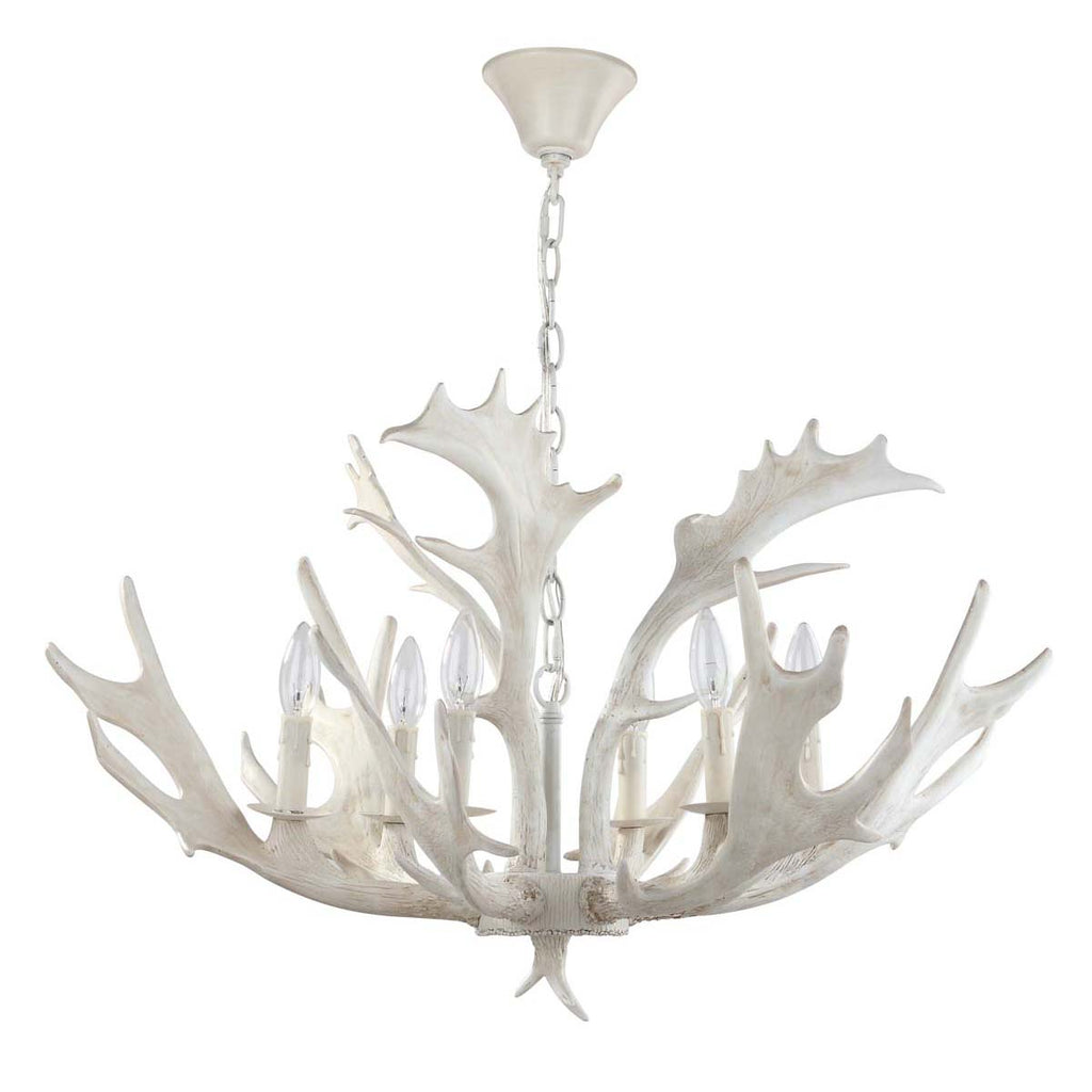 Safavieh Birch 30 Inch Dia Antler Chandelier-White