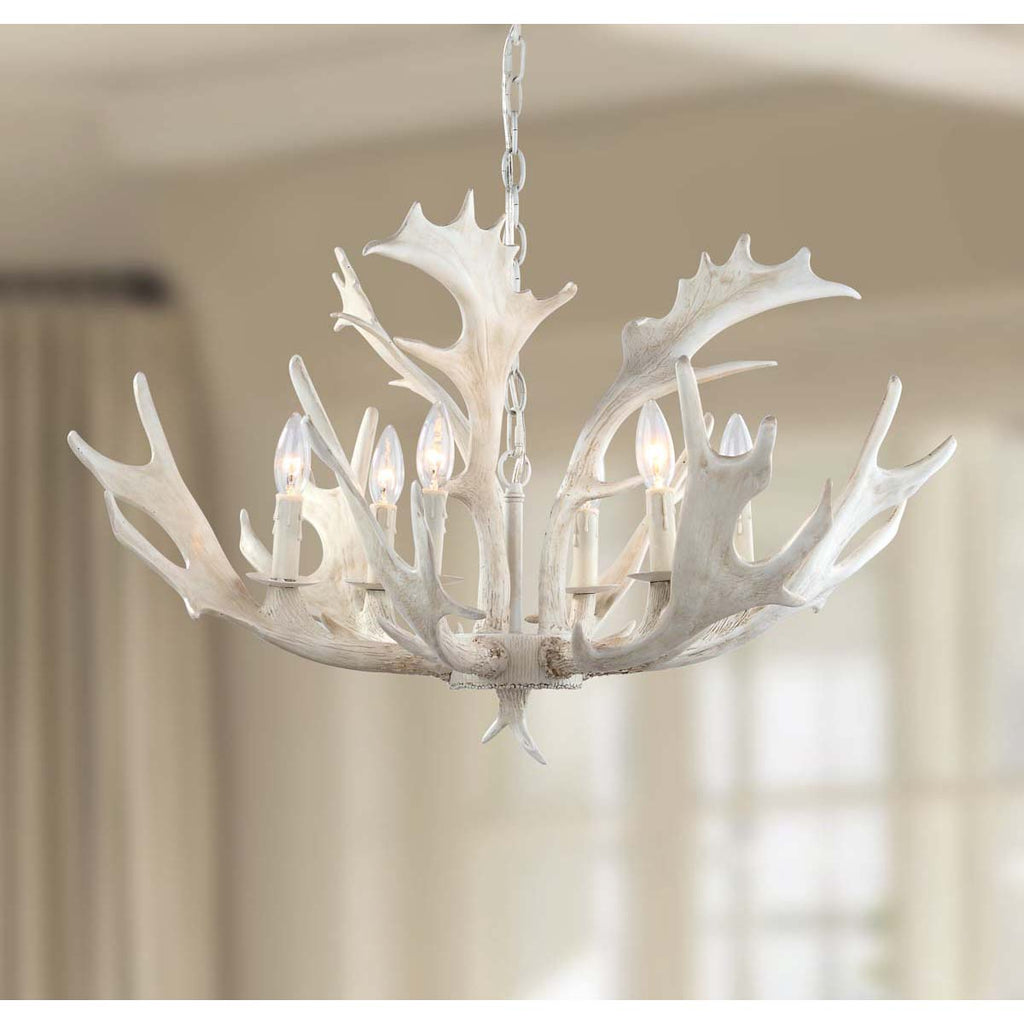 Safavieh Birch 30 Inch Dia Antler Chandelier-White