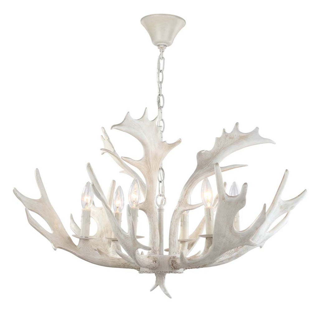 Safavieh Birch 30 Inch Dia Antler Chandelier-White