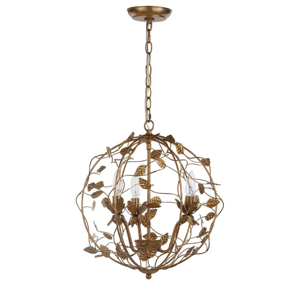 Safavieh Austen Cage Chandelier-Gold Leaf