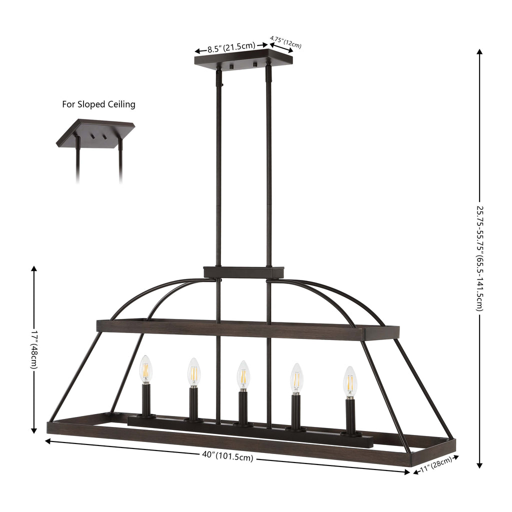 Safavieh Byher 5 Light 40 Inch Iron Chandelier - Brown / Orb