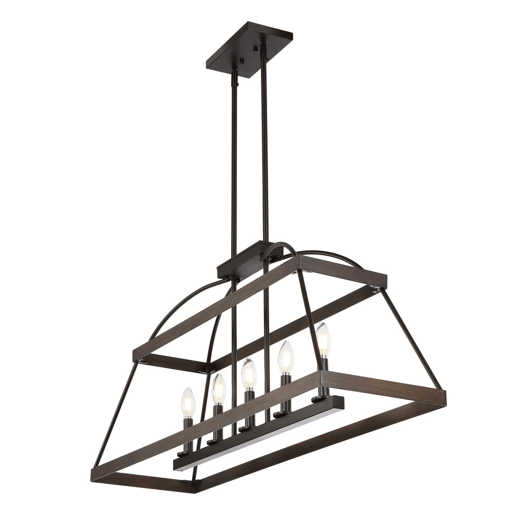 Safavieh Byher 5 Light 40 Inch Iron Chandelier - Brown / Orb