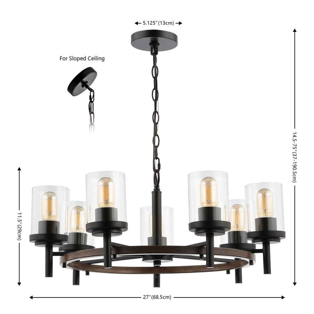 Safavieh Vancouver 7 Light 27 Inch Iron Chandelier - Black / Brown