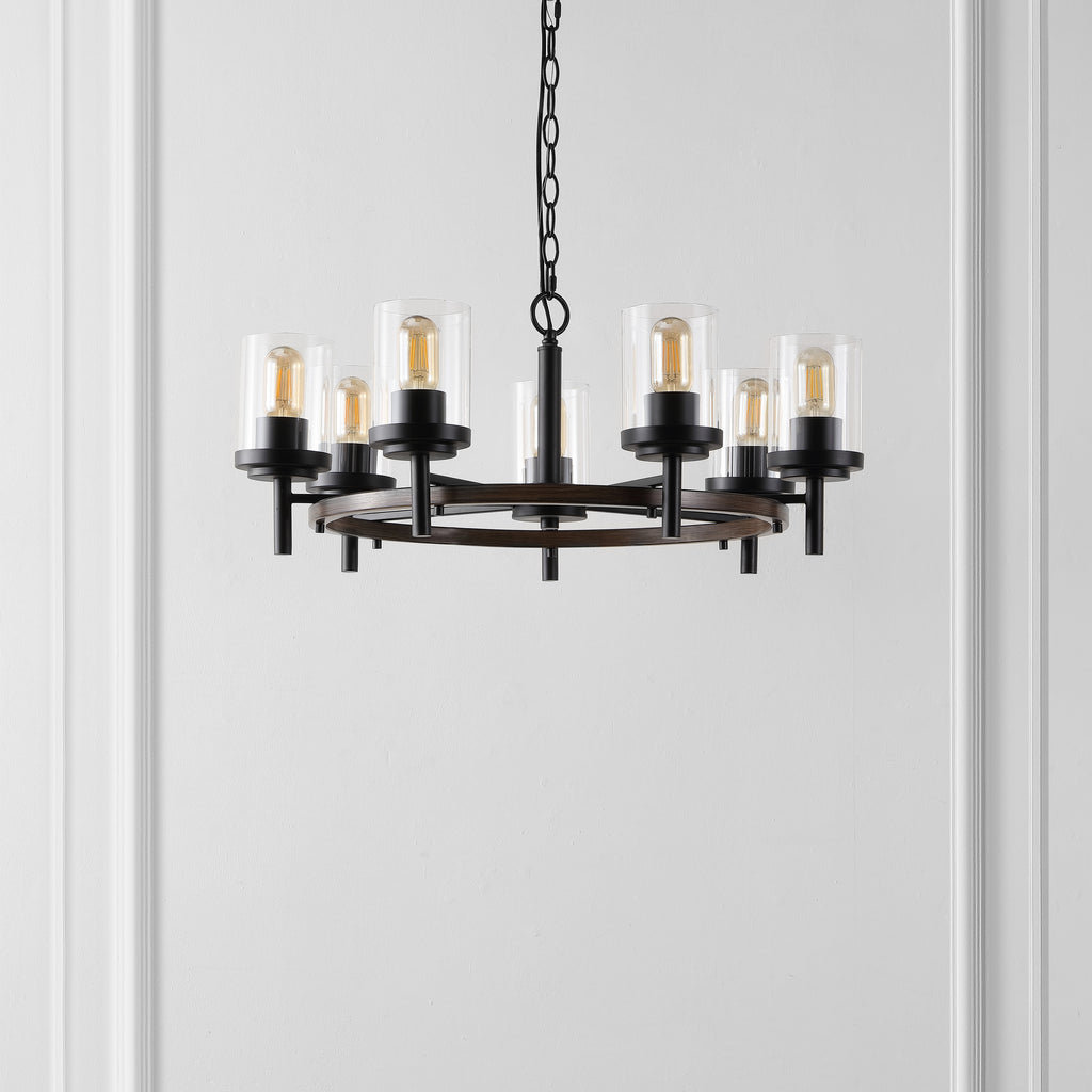 Safavieh Vancouver 7 Light 27 Inch Iron Chandelier - Black / Brown