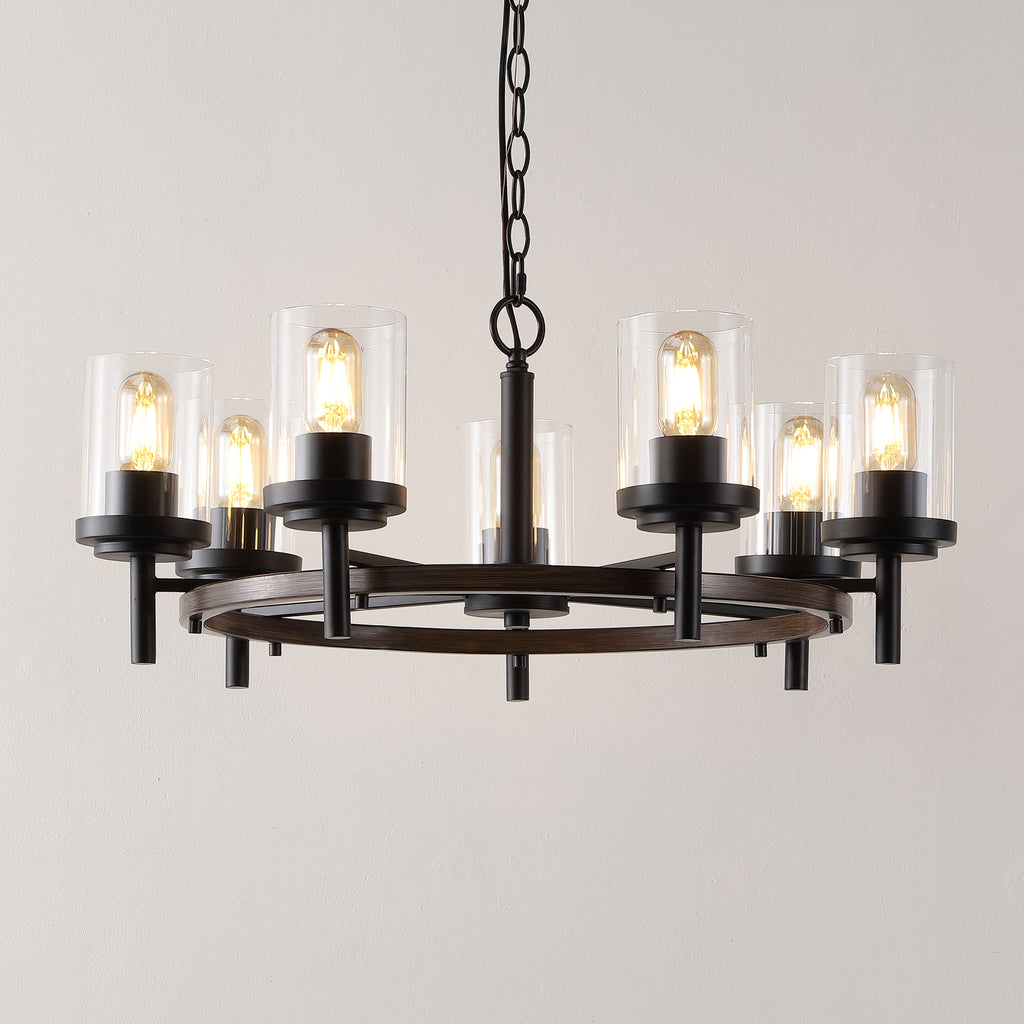 Safavieh Vancouver 7 Light 27 Inch Iron Chandelier - Black / Brown