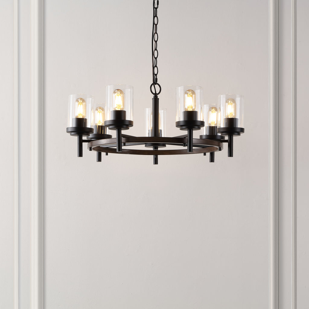 Safavieh Vancouver 7 Light 27 Inch Iron Chandelier - Black / Brown