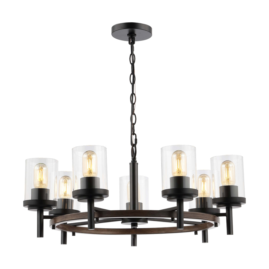 Safavieh Vancouver 7 Light 27 Inch Iron Chandelier - Black / Brown