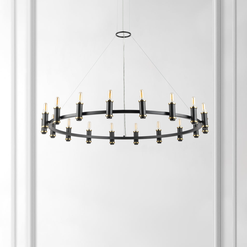 Safavieh Poitier 18Lt 46 Chandelier - Black / Brass