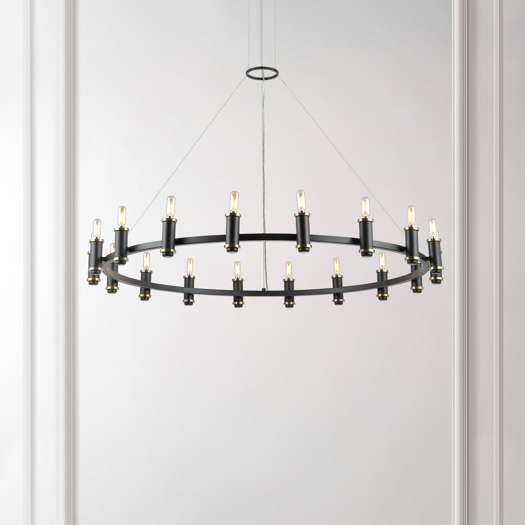 Safavieh Poitier 18Lt 46 Chandelier - Black / Brass