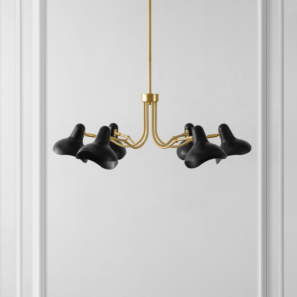 Safavieh Mykola 6 Light 39 Inch Iron Chandelier - Black / Brass Gold