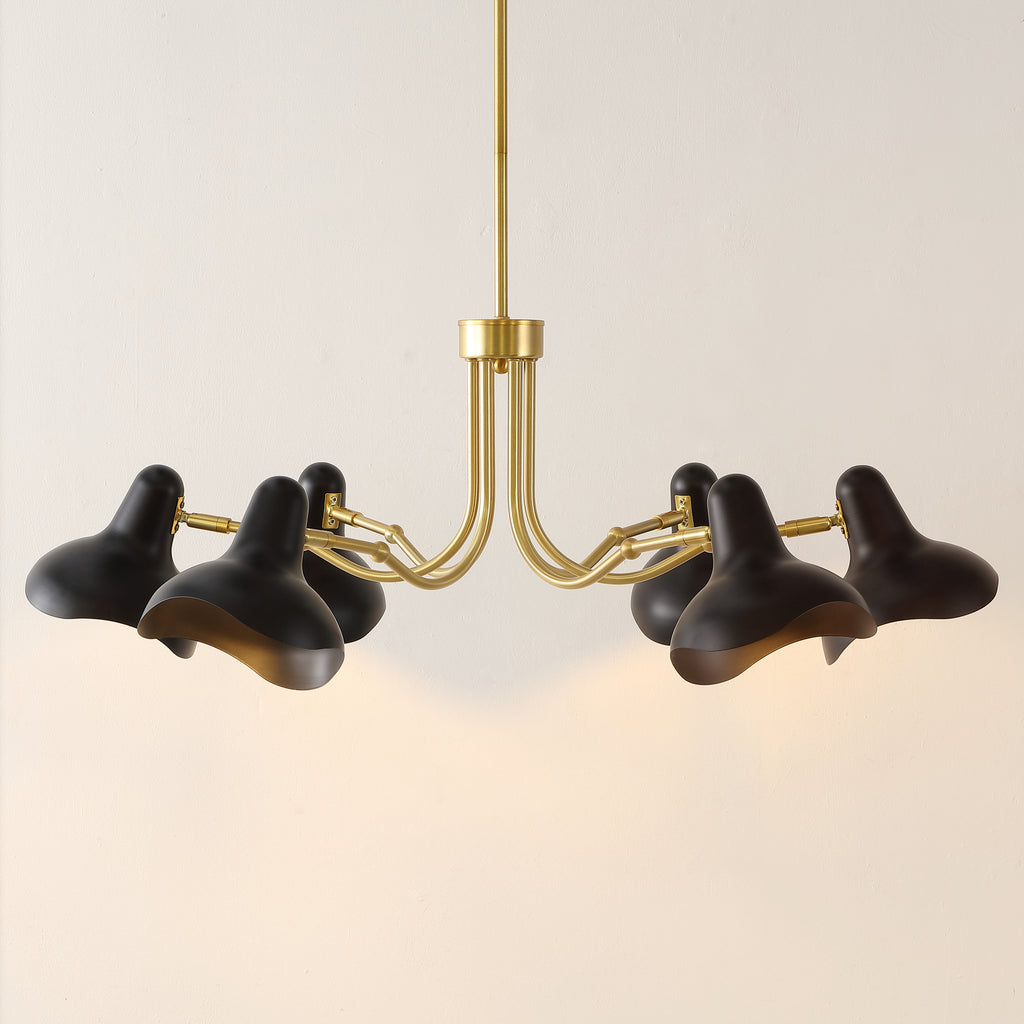 Safavieh Mykola 6 Light 39 Inch Iron Chandelier - Black / Brass Gold