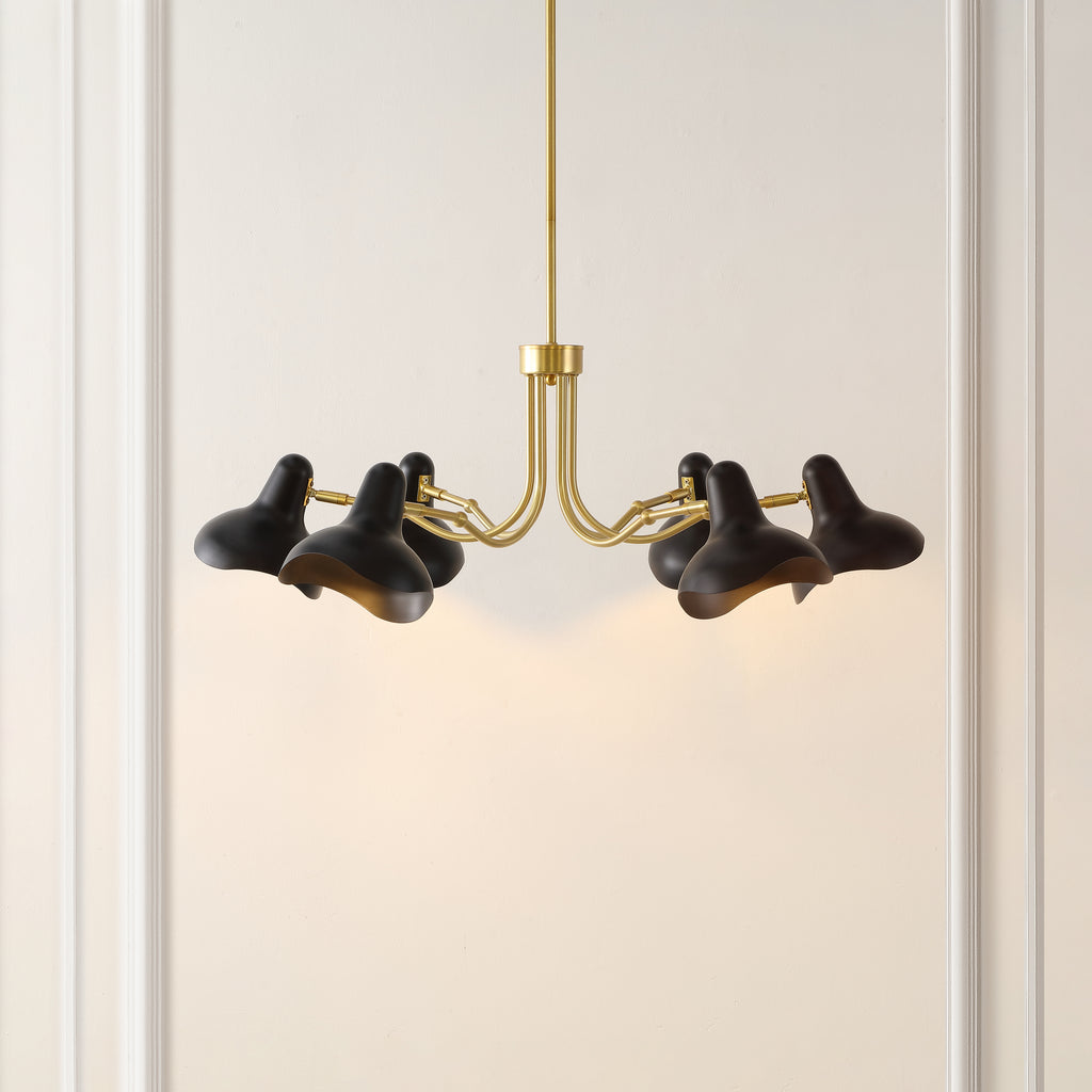 Safavieh Mykola 6 Light 39 Inch Iron Chandelier - Black / Brass Gold