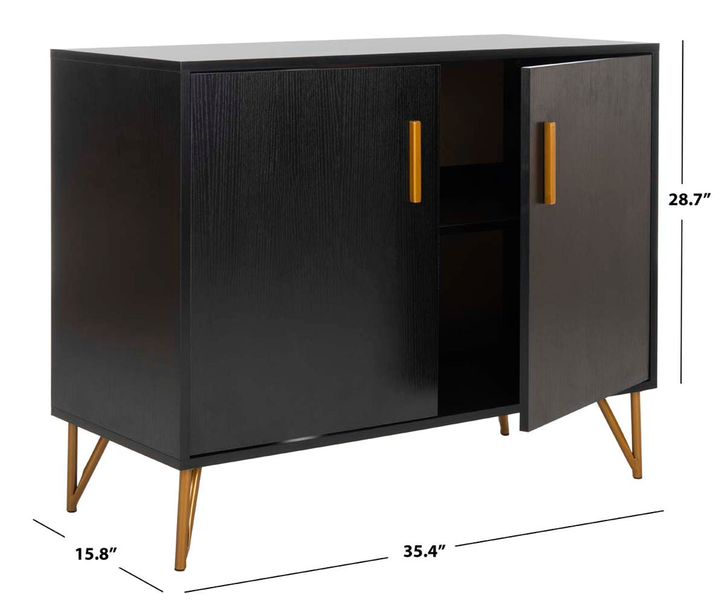 Safavieh Pine 2 Door Modular Tv Unit - Black/Gold