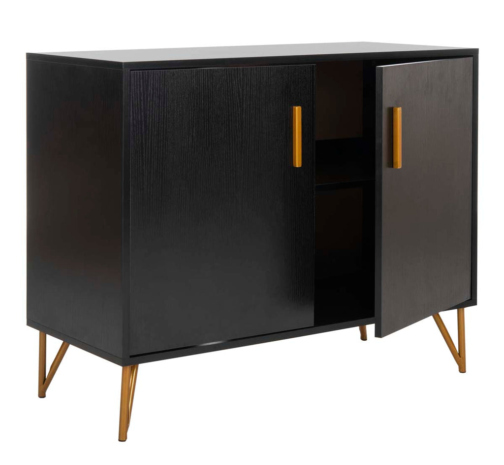 Safavieh Pine 2 Door Modular Tv Unit - Black/Gold