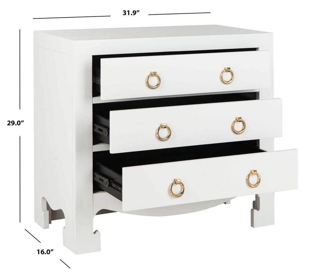 Safavieh Dion 3 Drawer Chest - White/Gold