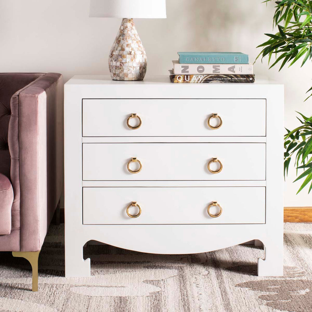 Safavieh Dion 3 Drawer Chest - White/Gold