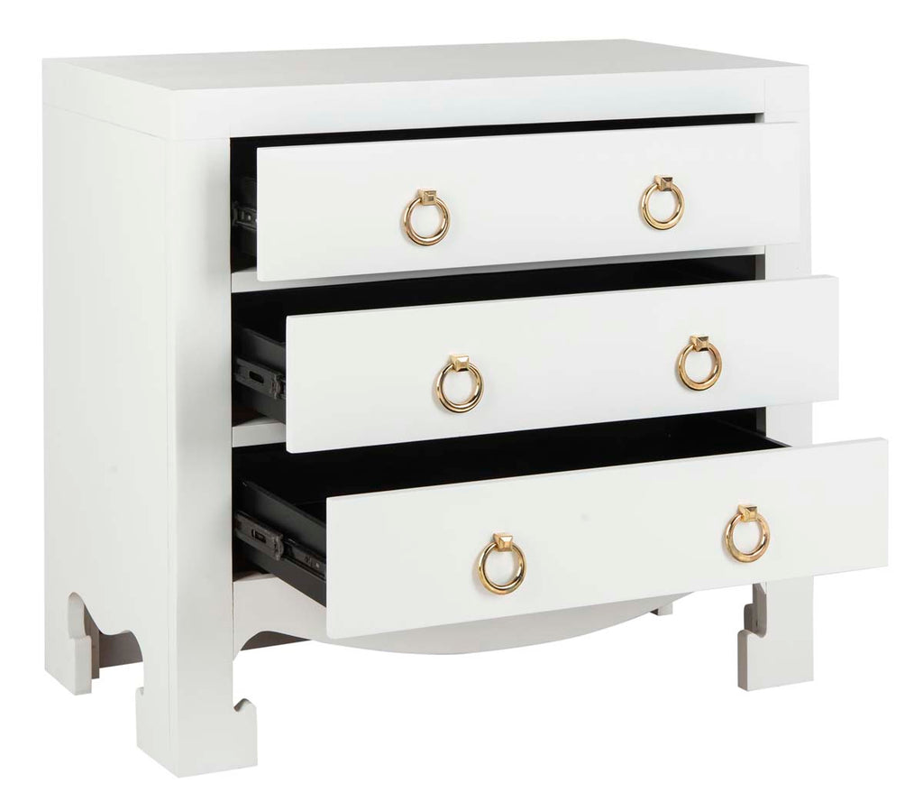 Safavieh Dion 3 Drawer Chest - White/Gold