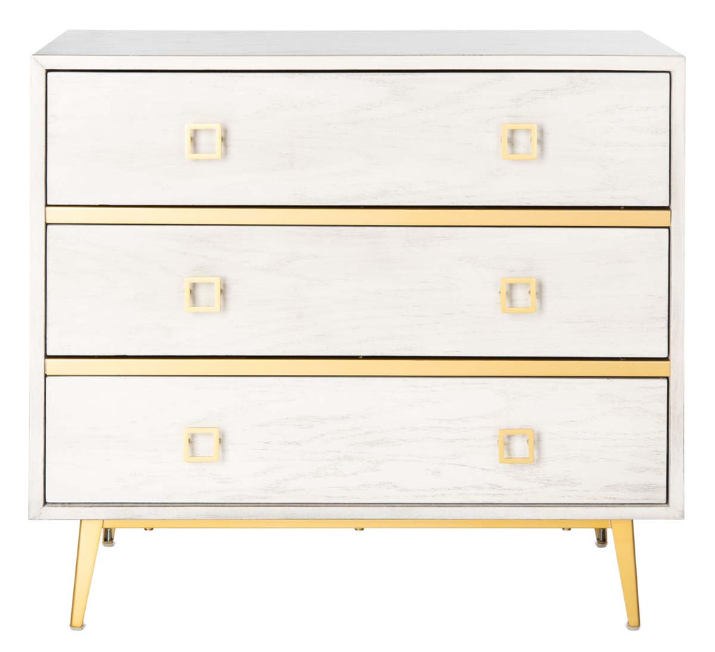 Safavieh Katia 3 Drawer Chest - White Wash/Gold