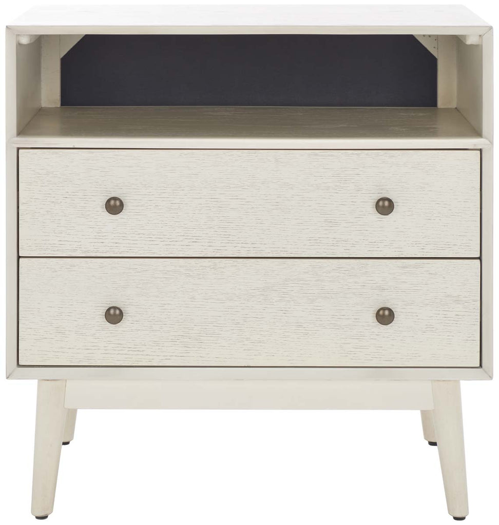 Safavieh Scully 2 Drawer 1 Shelf Chest - White Washed/Antique Gold Drawer Knobs